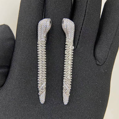 [Garvey]DIAMOND-SET DEW DROP SERPENT SERIES SNAKE CLIP EARRINGS