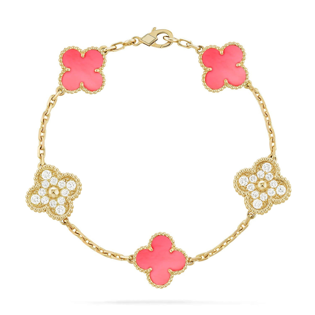 [Garvey ] CLOVER 5 MOTIFS  PINK MOP BRACELET COLLECTION