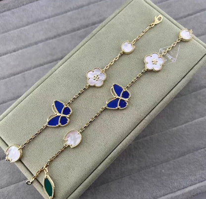[Garvey ]LUCKY SPRING GOLD BLUESTONE WHITE MOTHER-OF-PEARL BRACELET