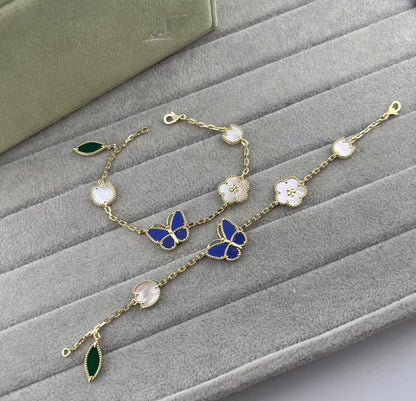 [Garvey ]LUCKY SPRING GOLD BLUESTONE WHITE MOTHER-OF-PEARL BRACELET