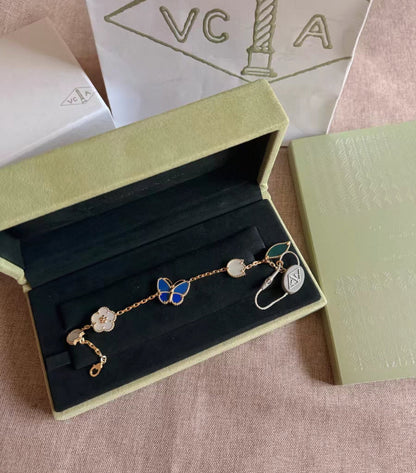 [Garvey ]LUCKY SPRING GOLD BLUESTONE WHITE MOTHER-OF-PEARL BRACELET