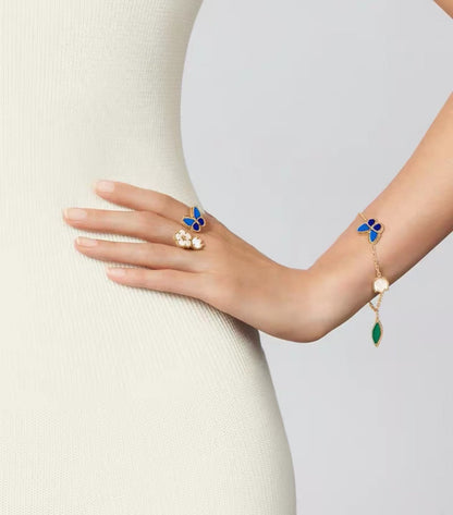 [Garvey ]LUCKY SPRING GOLD BLUESTONE WHITE MOTHER-OF-PEARL BRACELET