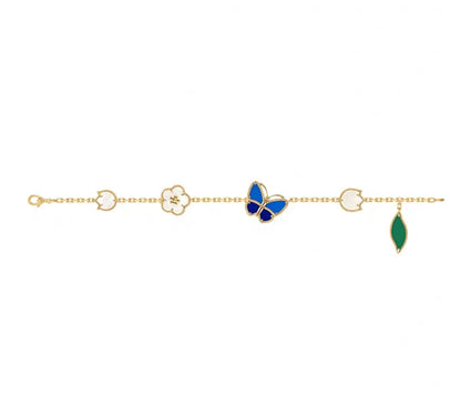 [Garvey ]LUCKY SPRING GOLD BLUESTONE WHITE MOTHER-OF-PEARL BRACELET