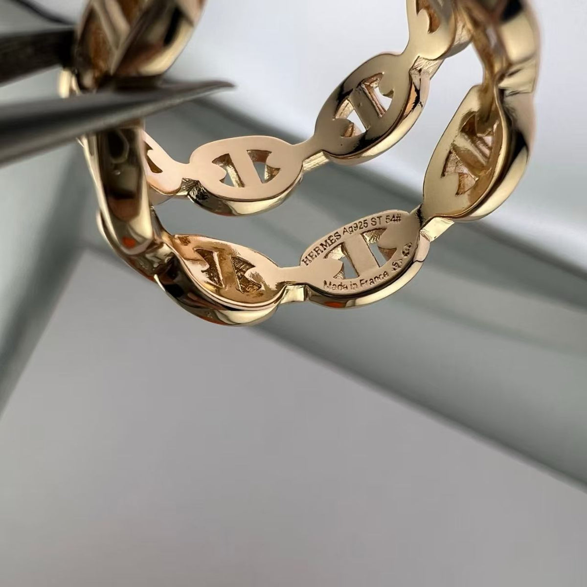 [Garvey]GLOSSY FINISH SQUARE COMBINATION DOUBLE-LAYER PIG NOSE RING