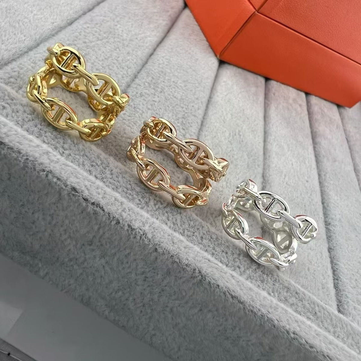 [Garvey]GLOSSY FINISH SQUARE COMBINATION DOUBLE-LAYER PIG NOSE RING