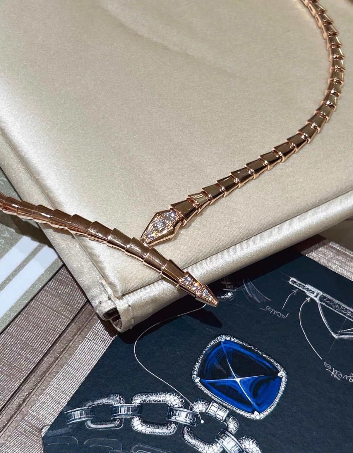 [Garvey]SERPENTI VIPER SERIES ROSE GOLD SNAKE NECKLACE