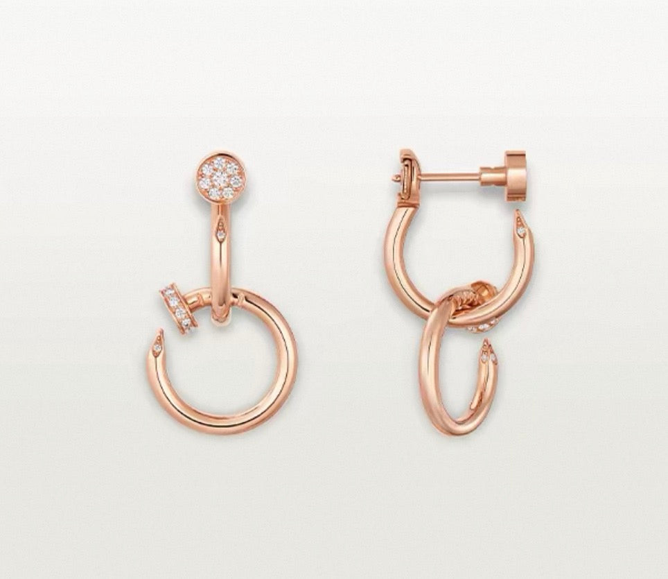 [Garvey]NAIL COLLECTION DIAMOND SET DOUBLE HOOP EARRINGS