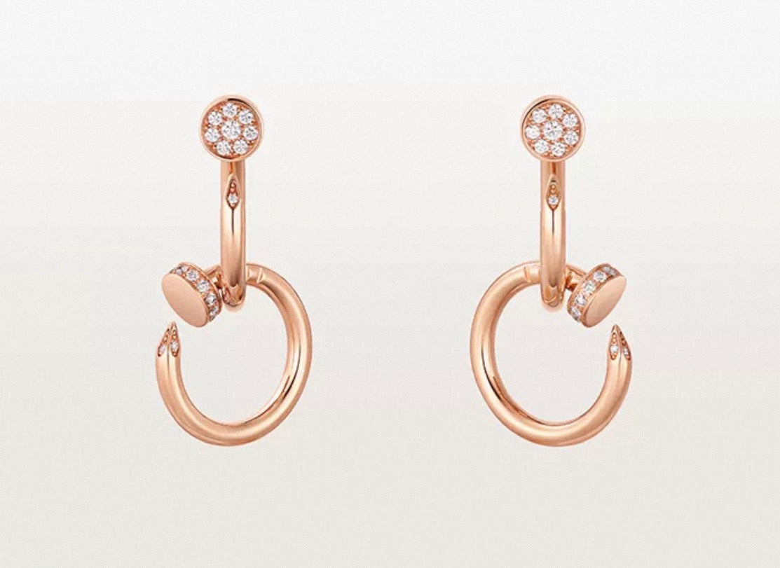[Garvey]NAIL COLLECTION DIAMOND SET DOUBLE HOOP EARRINGS