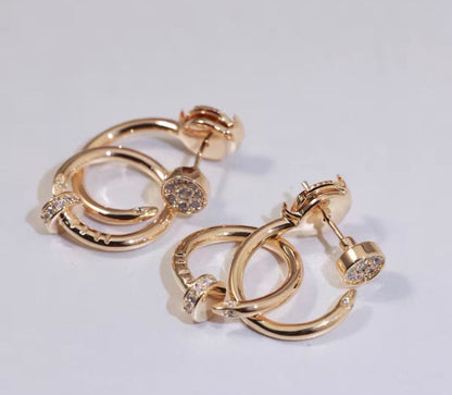 [Garvey]NAIL COLLECTION DIAMOND SET DOUBLE HOOP EARRINGS