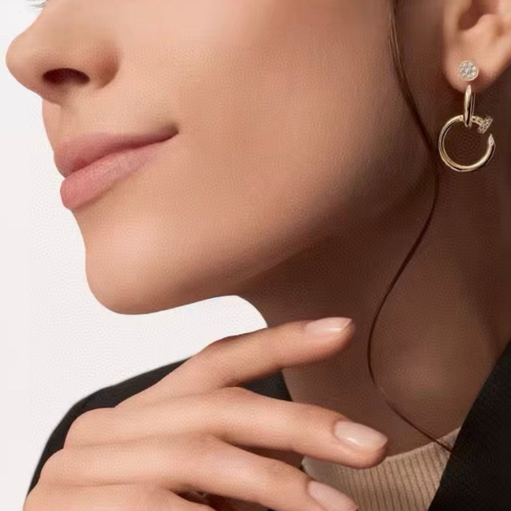 [Garvey]NAIL COLLECTION DIAMOND SET DOUBLE HOOP EARRINGS