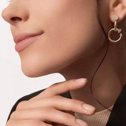 [Garvey]NAIL COLLECTION DIAMOND SET DOUBLE HOOP EARRINGS