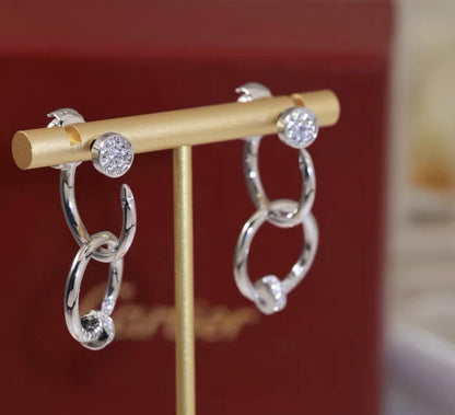 [Garvey]NAIL COLLECTION DIAMOND SET DOUBLE HOOP EARRINGS