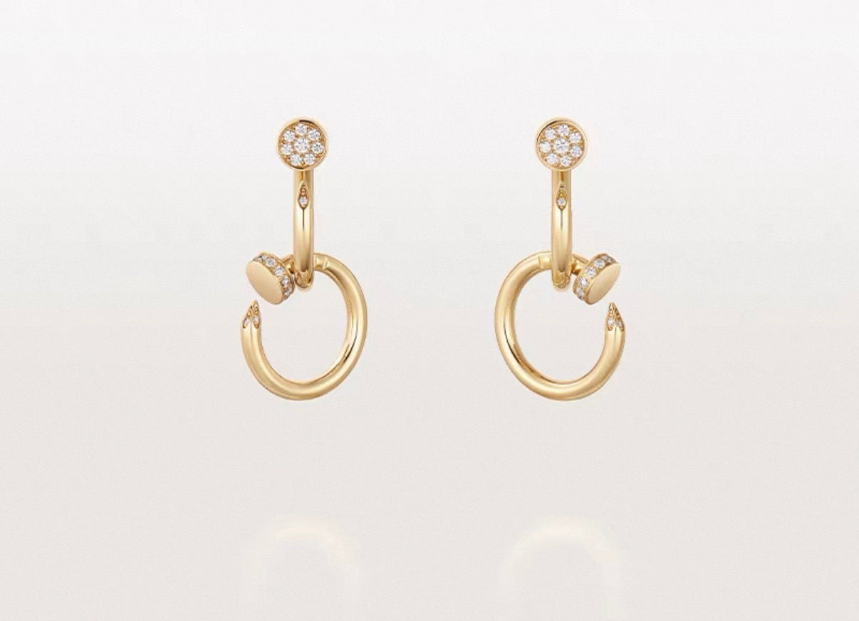 [Garvey]NAIL COLLECTION DIAMOND SET DOUBLE HOOP EARRINGS
