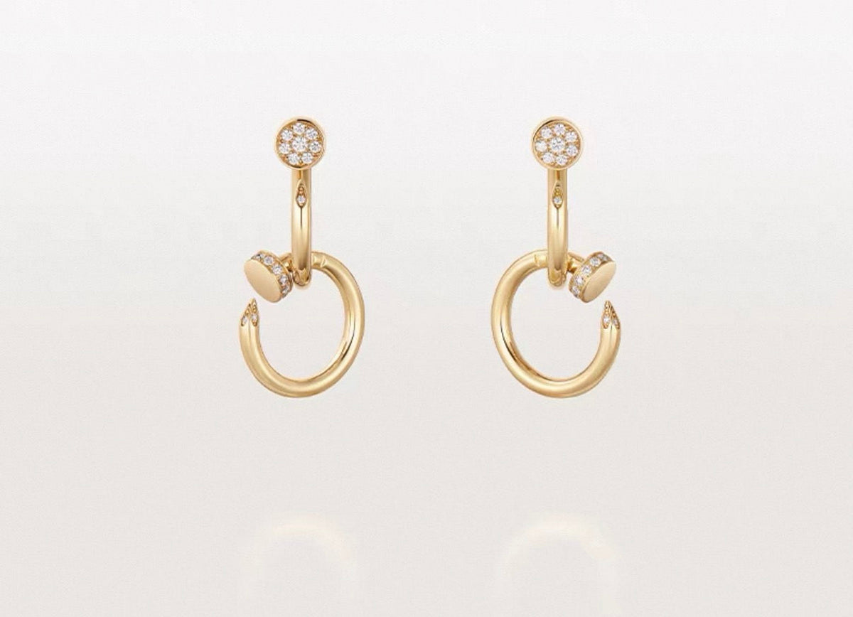 [Garvey]NAIL COLLECTION DIAMOND SET DOUBLE HOOP EARRINGS