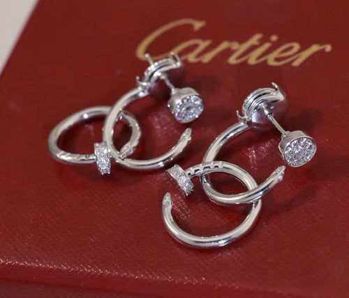 [Garvey]NAIL COLLECTION DIAMOND SET DOUBLE HOOP EARRINGS