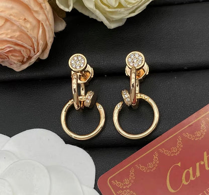 [Garvey]NAIL COLLECTION DIAMOND SET DOUBLE HOOP EARRINGS