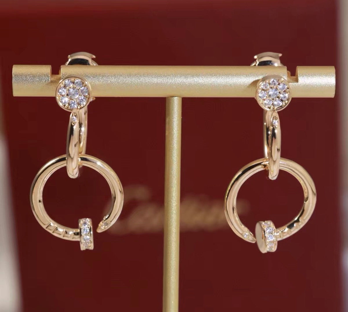[Garvey]NAIL COLLECTION DIAMOND SET DOUBLE HOOP EARRINGS