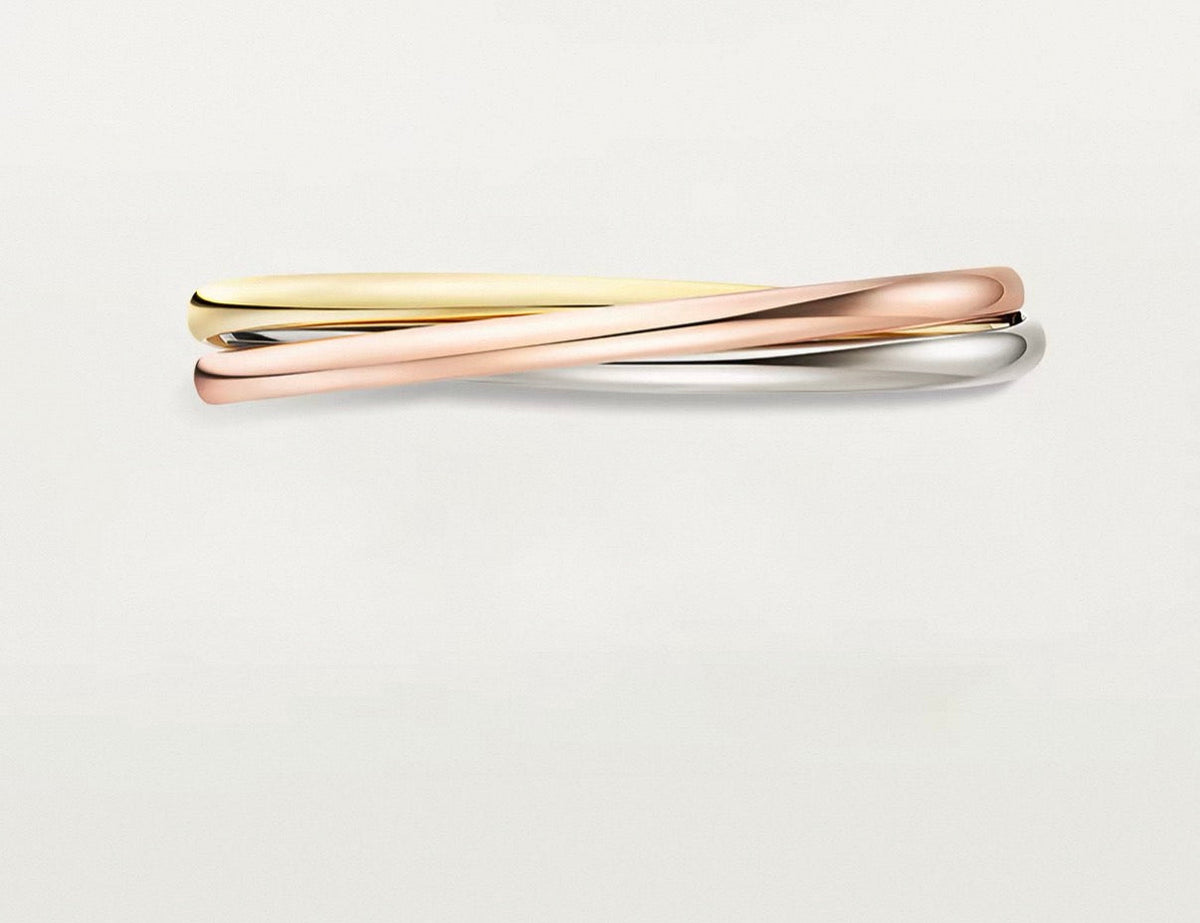 [Zalyn]TRINITY COLLECTION CLASSIC THREE-COLOUR GOLD TRIPLE BAND BANGLE