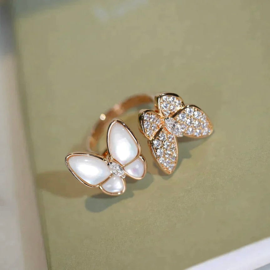 [Garvey ]TWIN BUTTERFLY DIAMOND MOP RING