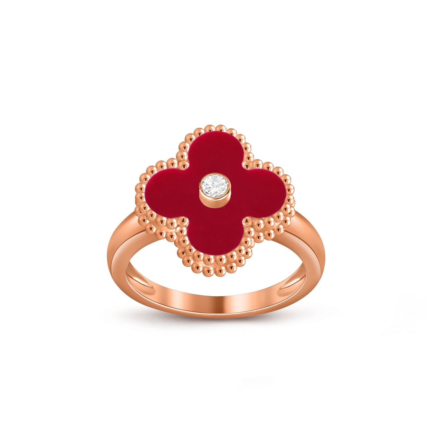 [Garvey]LUCKY CLOVER DIAMOND-ACCENT ROSE GOLD RING COLLECTION