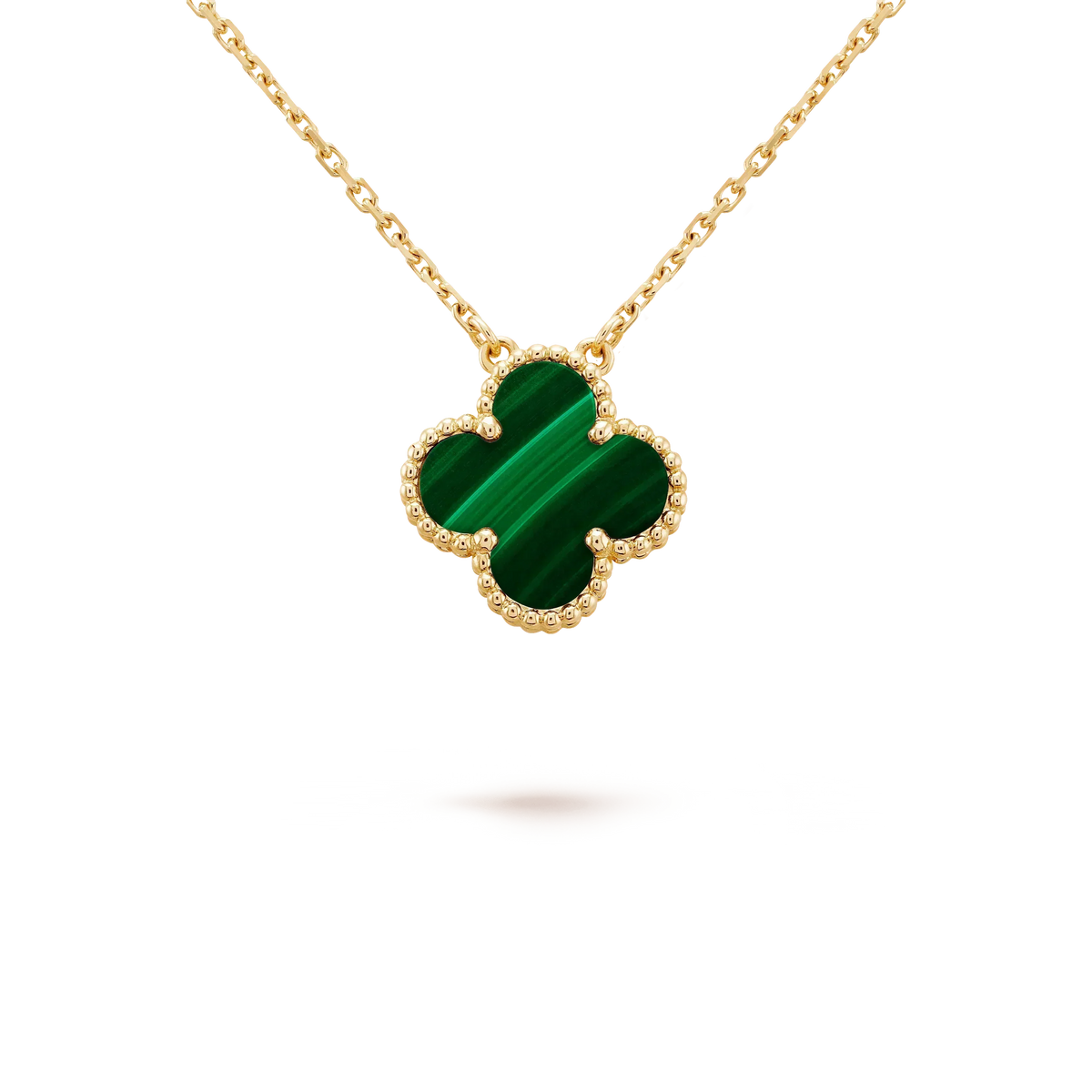 [Garvey ]CLOVER 15MM MALACHITE SINGLE FLOWER  NECKLACE