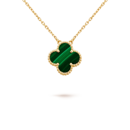 [Garvey ]CLOVER 15MM MALACHITE SINGLE FLOWER  NECKLACE