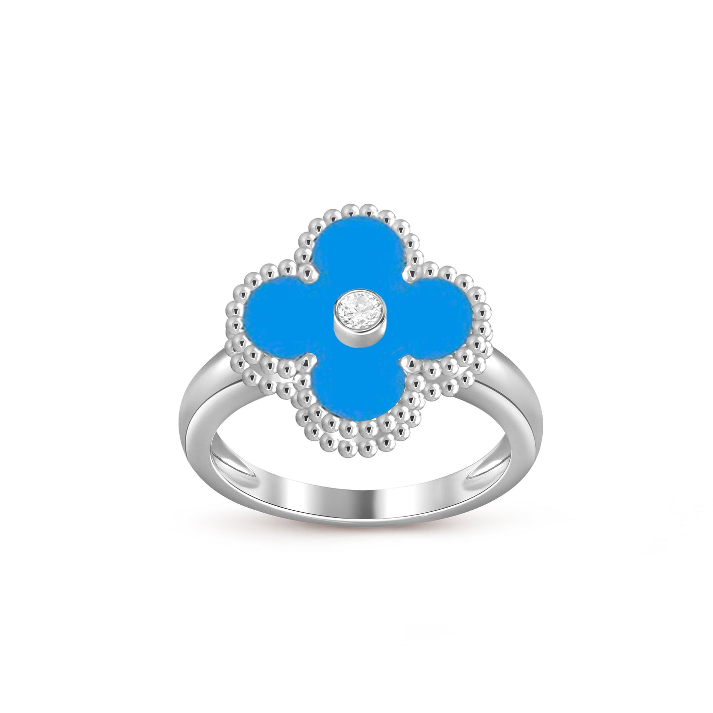 [Garvey]LUCKY CLOVER DIAMOND-ACCENT WHITE GOLD RING COLLECTION