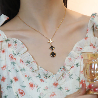 [Garvey ]STAR AND SUN ONYX PINK GOLD NECKLACE