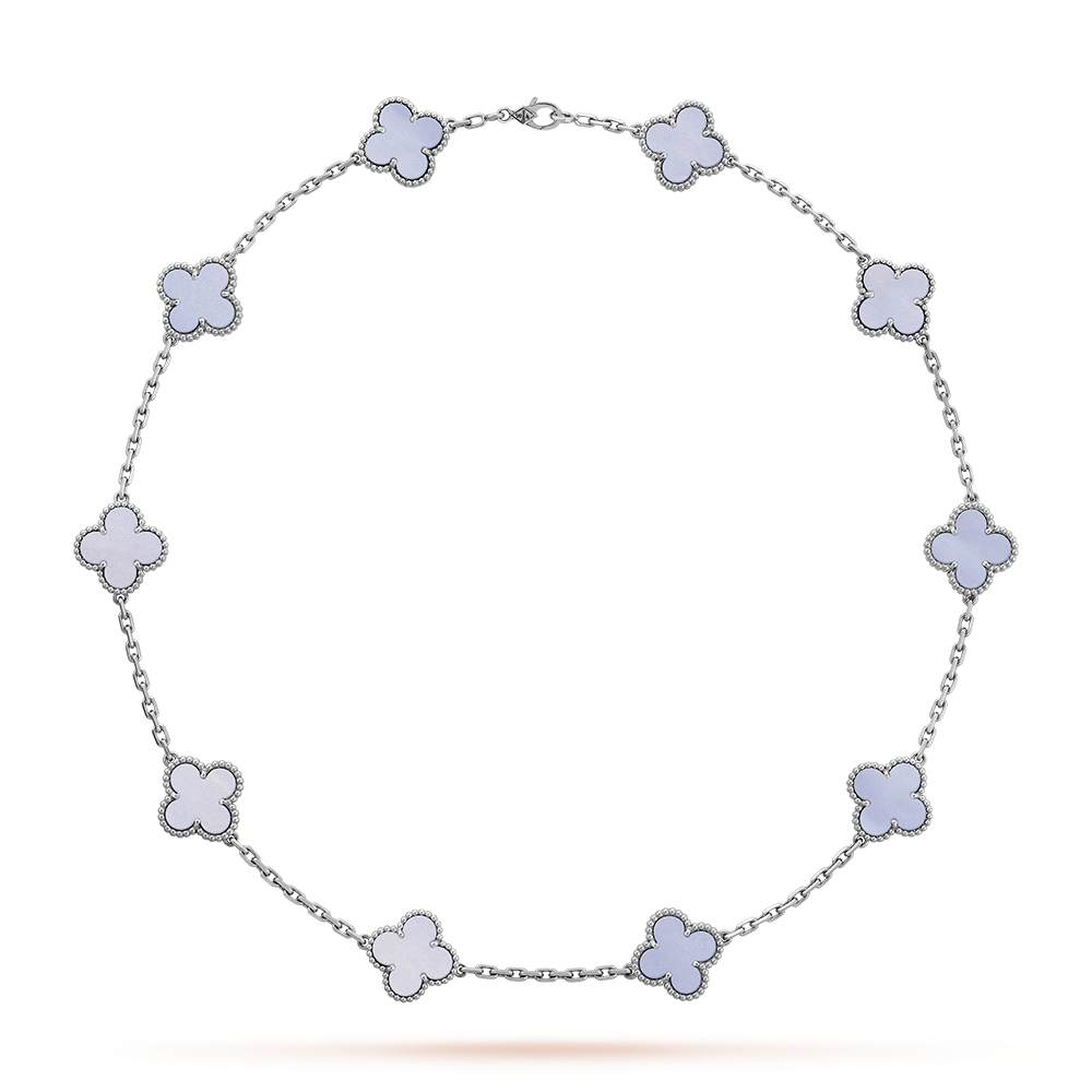 [Garvey ]CLOVER 10 MOTIFS BLUE CHALCEDONY NECKLACE