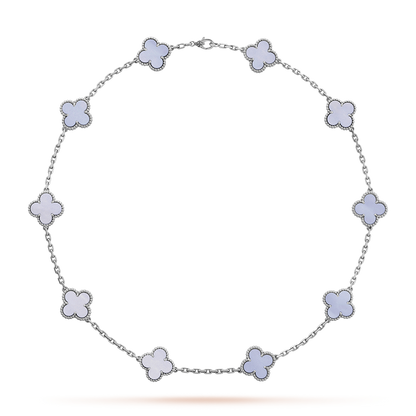 [Garvey ]CLOVER 10 MOTIFS BLUE CHALCEDONY NECKLACE