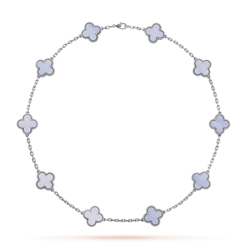 [Garvey ]CLOVER 10 MOTIFS BLUE CHALCEDONY NECKLACE