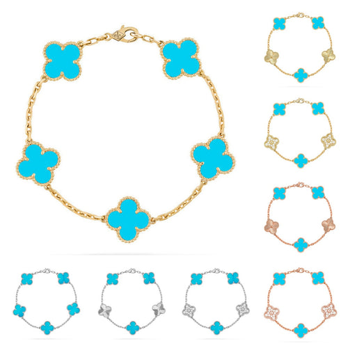[Garvey]LUCKY CLOVER 5-MOTIF BRACELET - TURQUOISE COLLECTION