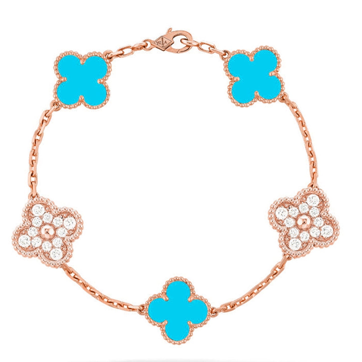 [Garvey]LUCKY CLOVER 5-MOTIF BRACELET - TURQUOISE COLLECTION