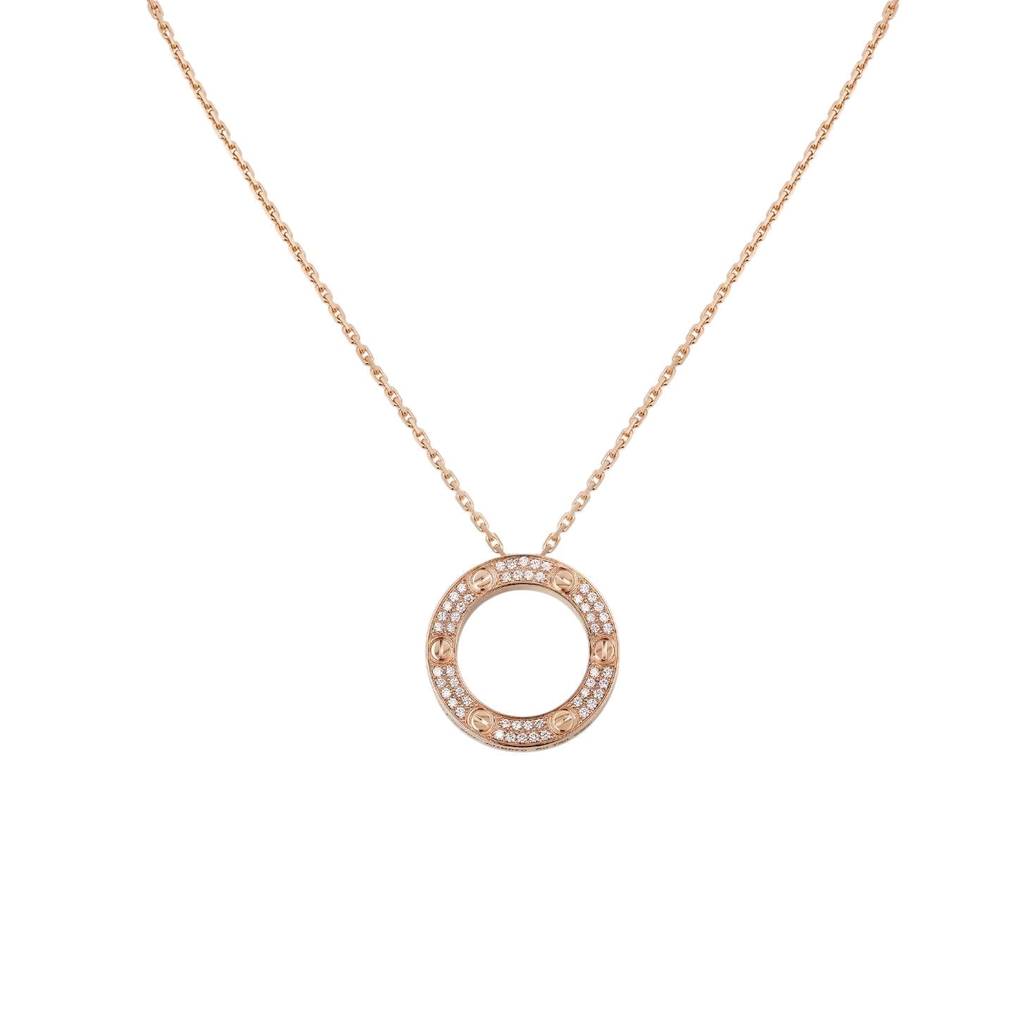 [Garvey]LOVE LARGE CIRCULAR PENDANT FULL-PAVÉ DIAMOND NECKLACE