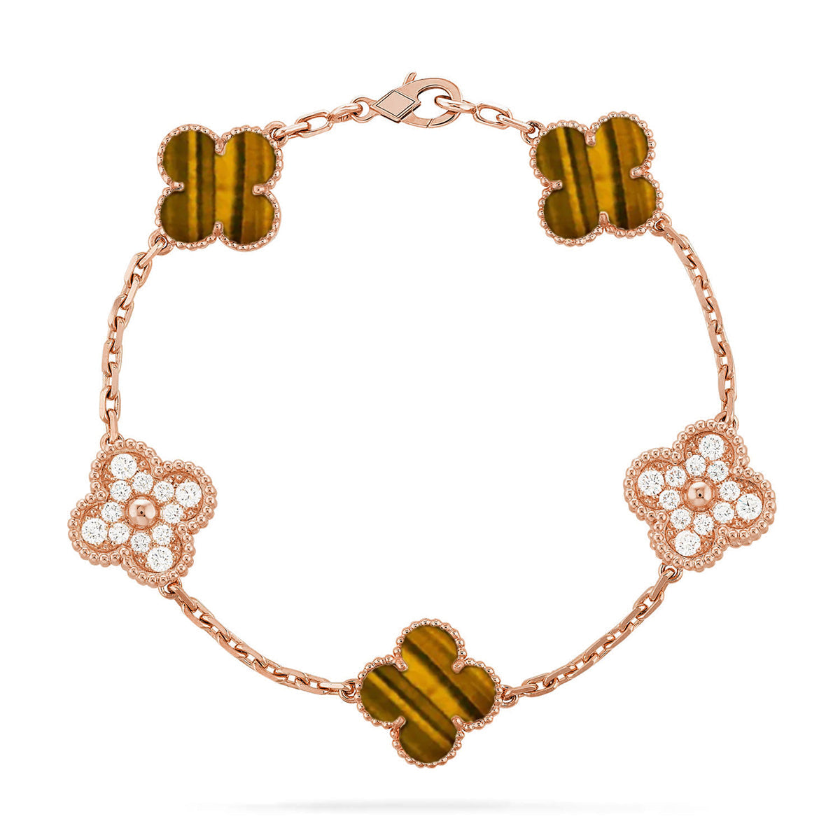 [Garvey ] CLOVER 5 MOTIFS TIGER EYE BRACELET COLLECTION