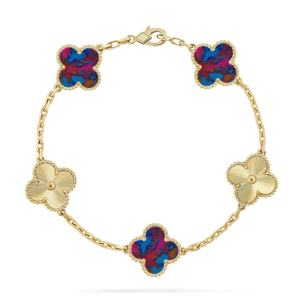 [Garvey ]CLOVER 5 MOTIF COLOR GEMSTONES BRACELET COLLECTION