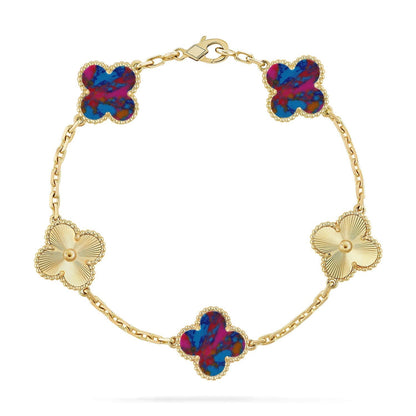 [Garvey ]CLOVER 5 MOTIF COLOR GEMSTONES BRACELET COLLECTION