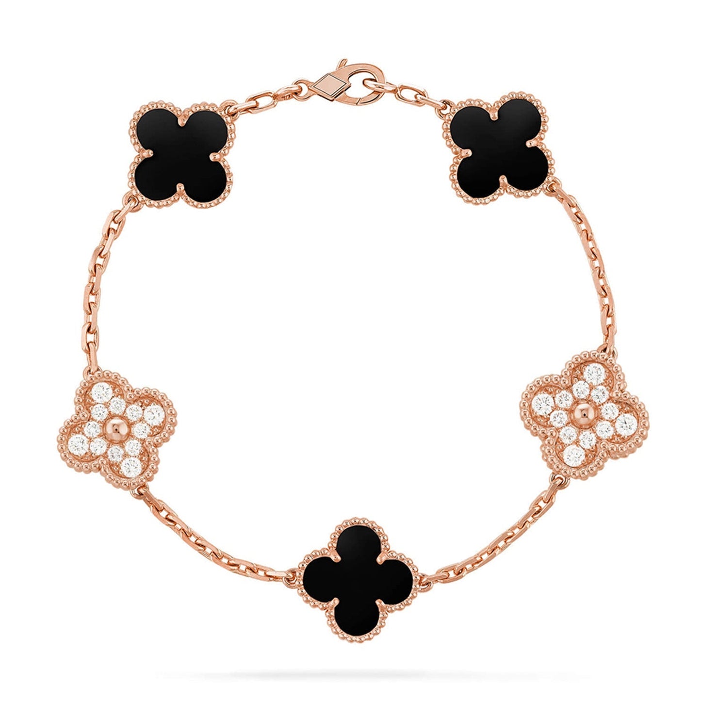 [Garvey]LUCKY CLOVER 5-MOTIF BRACELET - BLACK OXNY COLLECTION