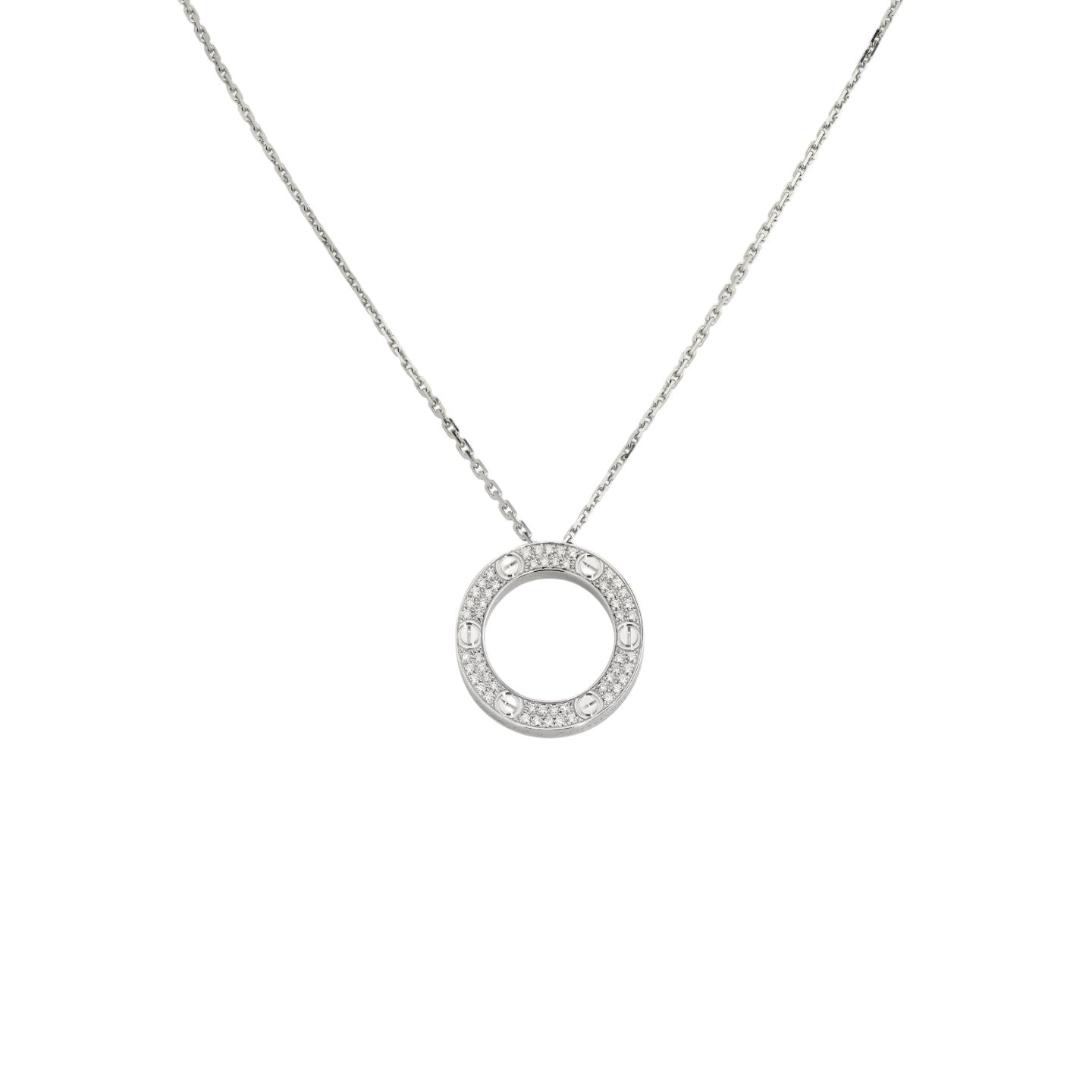 [Garvey]LOVE LARGE CIRCULAR PENDANT FULL-PAVÉ DIAMOND NECKLACE