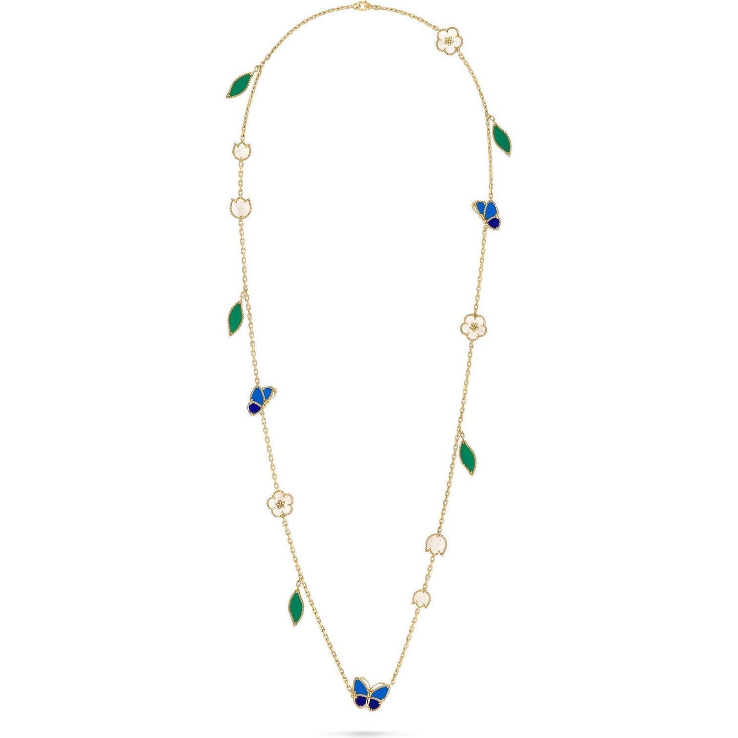 [Garvey]LUCKY SPRING BUTTERFLY & FLOWER STATEMENT NECKLACE - 15-MOTIF FLORAL DESIGN