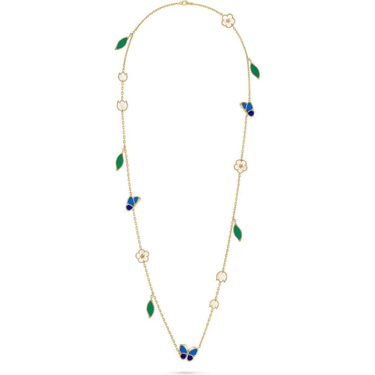 [Garvey]LUCKY SPRING BUTTERFLY & FLOWER STATEMENT NECKLACE - 15-MOTIF FLORAL DESIGN
