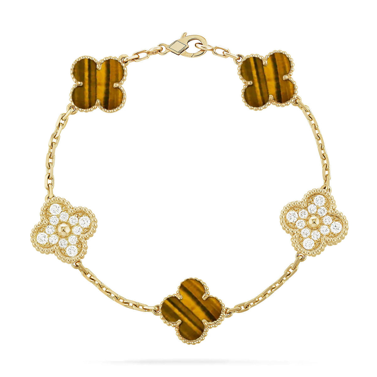 [Garvey ] CLOVER 5 MOTIFS TIGER EYE BRACELET COLLECTION
