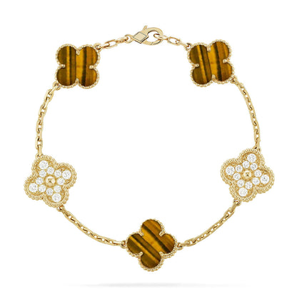 [Garvey ] CLOVER 5 MOTIFS TIGER EYE BRACELET COLLECTION