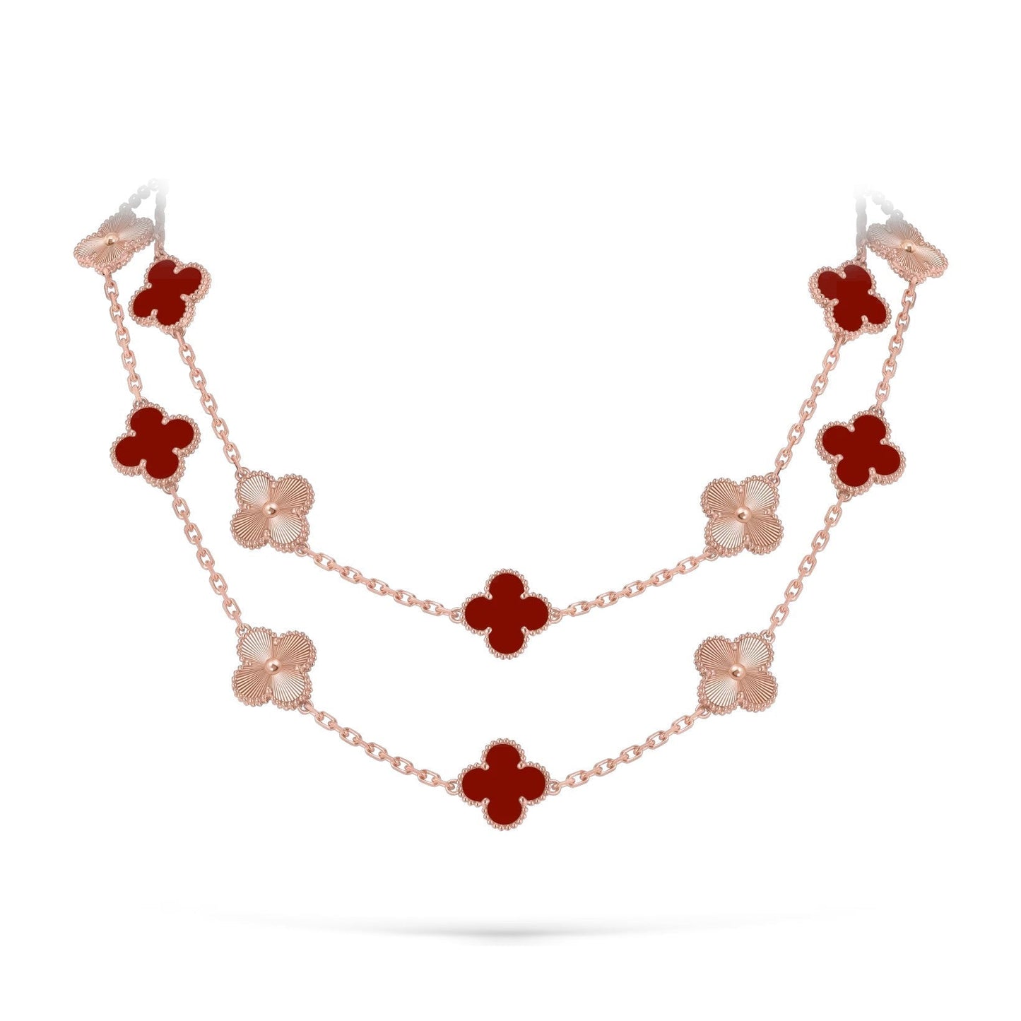 [Garvey]CLASSIC 20-MOTIF LUCKY CLOVER LONG NECKLACE ROSE GOLD COLLECTION