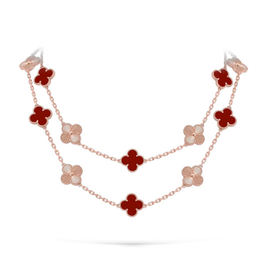 [Garvey]CLASSIC 20-MOTIF LUCKY CLOVER LONG NECKLACE ROSE GOLD COLLECTION