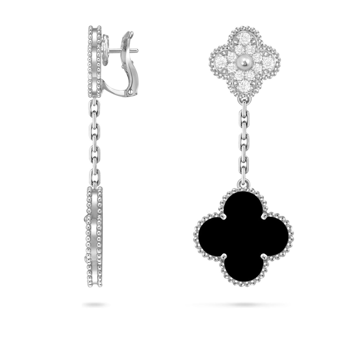 [Garvey]CLOVER DUAL-MOTIF STATEMENT STUD EARRINGS - DOUBLE-CHARM COLLECTION