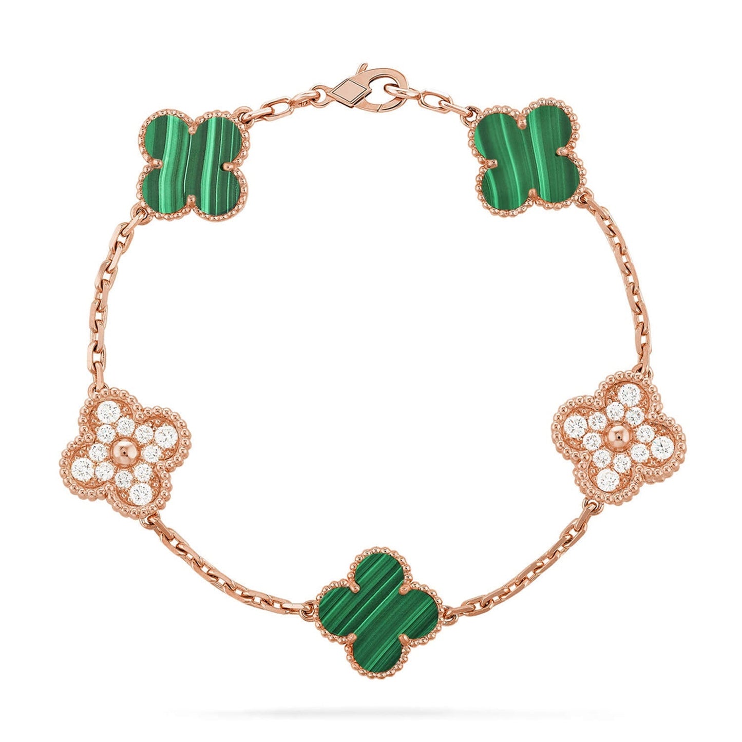 [Garvey]LUCKY CLOVER 5-MOTIF BRACELET - MALACHITE COLLECTION