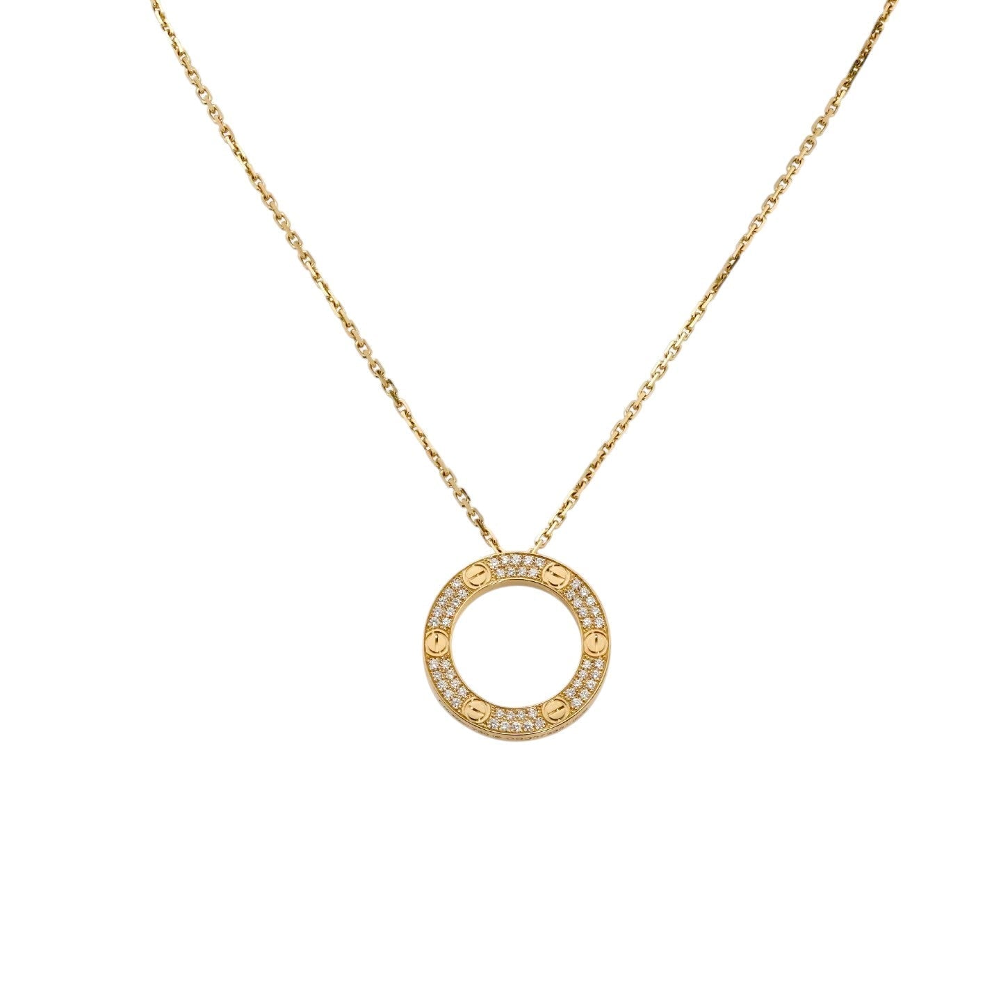 [Garvey]LOVE LARGE CIRCULAR PENDANT FULL-PAVÉ DIAMOND NECKLACE
