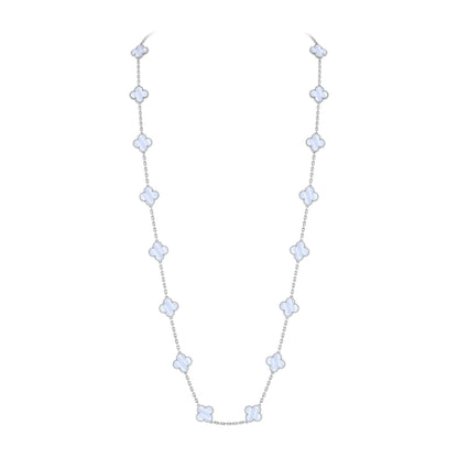 [Garvey]CLASSIC 20-MOTIF LUCKY CLOVER LONG NECKLACE WHITE GOLD COLLECTION