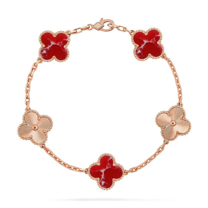 [Garvey ]CLOVER 5 MOTIF RED PATTERN BRACELET COLLECTION